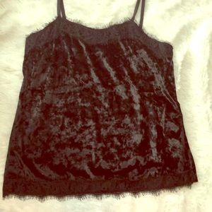 Velvet lace trim tank